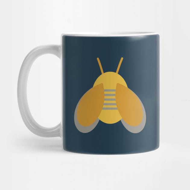 Lucky Bee - Cute Retro Bee in Light and Dark Mustard and Grey by KierkegaardDesignStudio